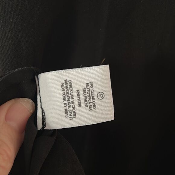 - Derek Lam 10 Crosby silk black high neck keyhole long sleeve blouse 6 - Picture 7 of 11